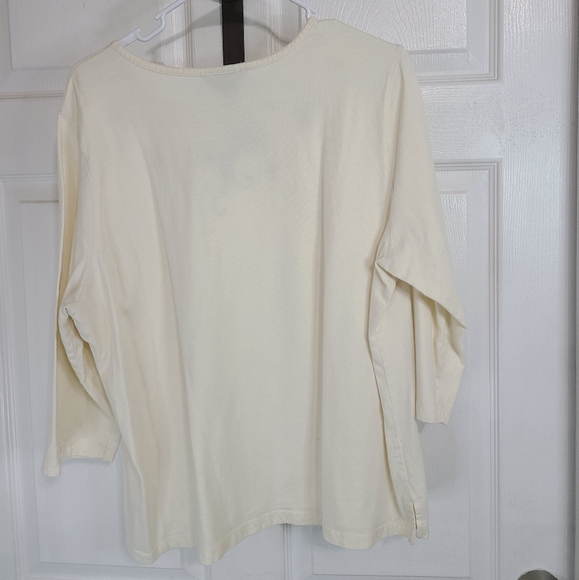 Koret Women's Quarter Sleeve Beadwork Blouse, Size: 1X Color: Cream - Picture 12 of 14